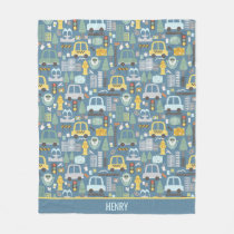 City Transportation Kids Personalized Fleece Blanket