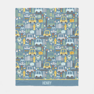 City Transportation Kids Personalized Fleece Blanket