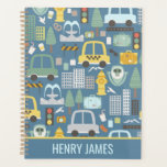 City Transportation Kids Personalized Planner<br><div class="desc">City transportation kids personalized cars,  taxi,  buildings,  and traffic on the street tourist pattern.</div>
