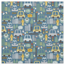 City Transportation Kids Traffic Cars Fabric