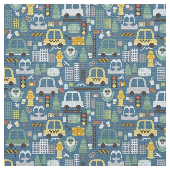 City Transportation Kids Traffic Cars Fabric (Swatch)