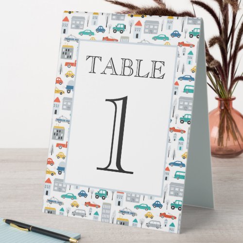 City Transportation Second Birthday Table Number Table Tent Sign