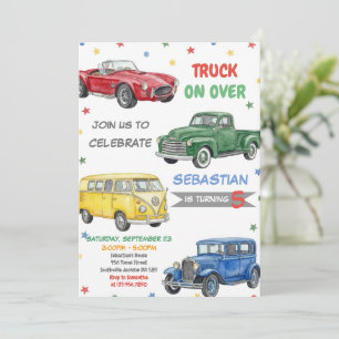 City Transportation Truck Birthday Party Invitation