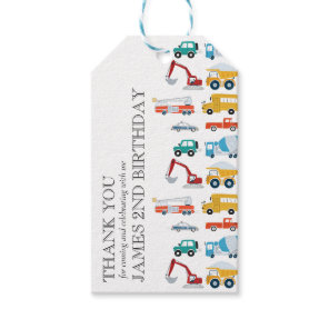 City Transportation Truck Second Birthday Party   Gift Tags