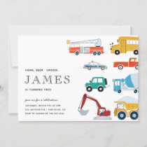 City Transportation Truck Second Birthday Party  Invitation