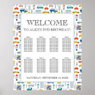 City Transportation Truck Second Birthday Welcome Poster