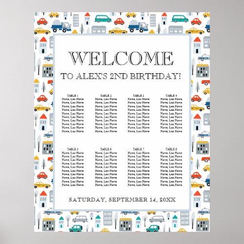 City Transportation Truck Second Birthday Welcome  Poster