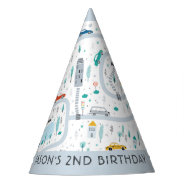 City Transportation Truck Second Boy Birthday Party Hat at Zazzle