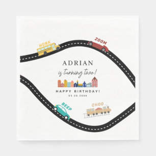 City Transportation Vehicles Truck Second Birthday Napkins
