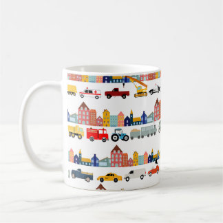 City Transportation Vehicles Trucks Cars Kids Coffee Mug