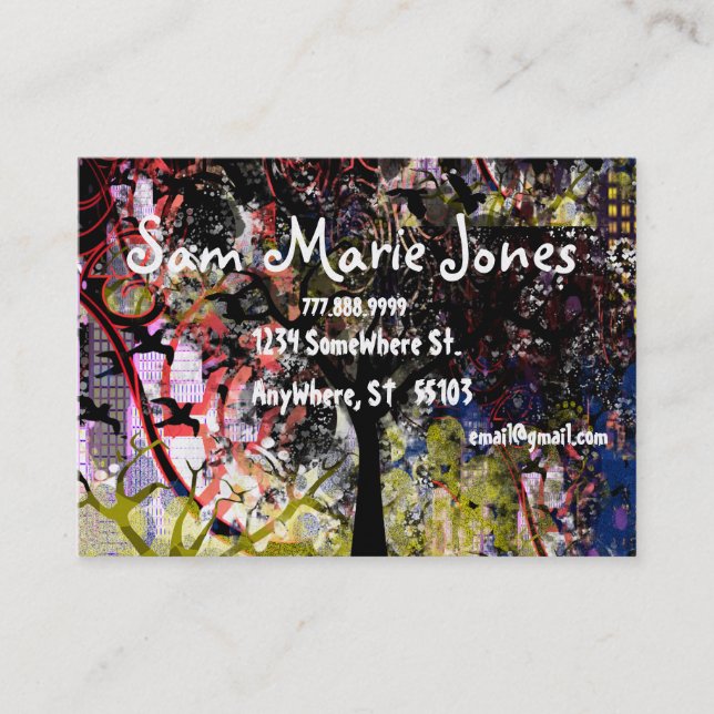 City Tree Grunged - Business Card (Front)