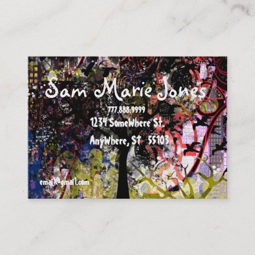 Customizable City Tree Grunged - Lite Business Card Templates