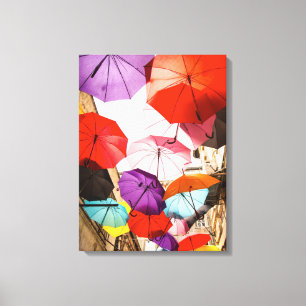 City Umbrellas Wrapped Canvas Print