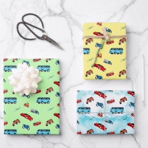 City Vehicles Wrapping Paper Sheets