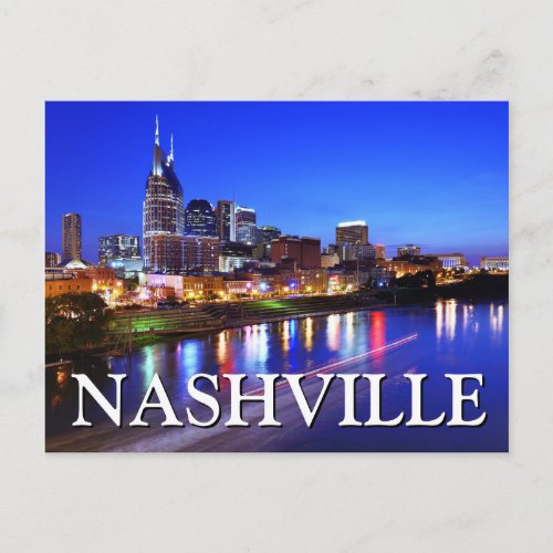 City View at Night  Nashville Tennessee Postcard