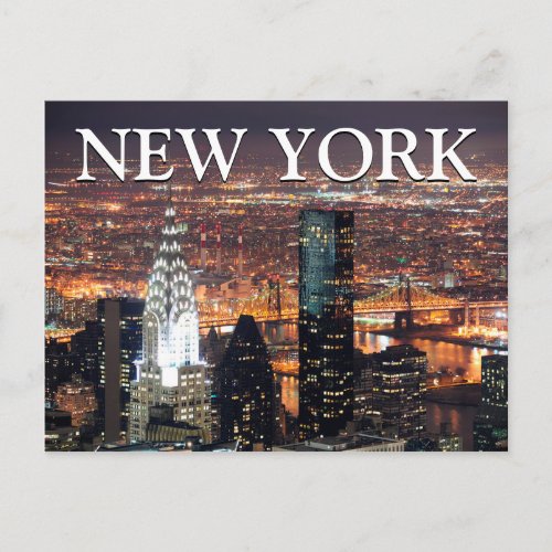 City View at Night  New York City NY Postcard