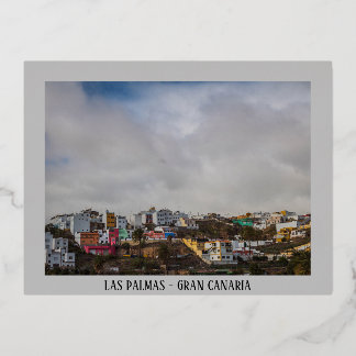 City view of Las Palmas Foil Holiday Postcard