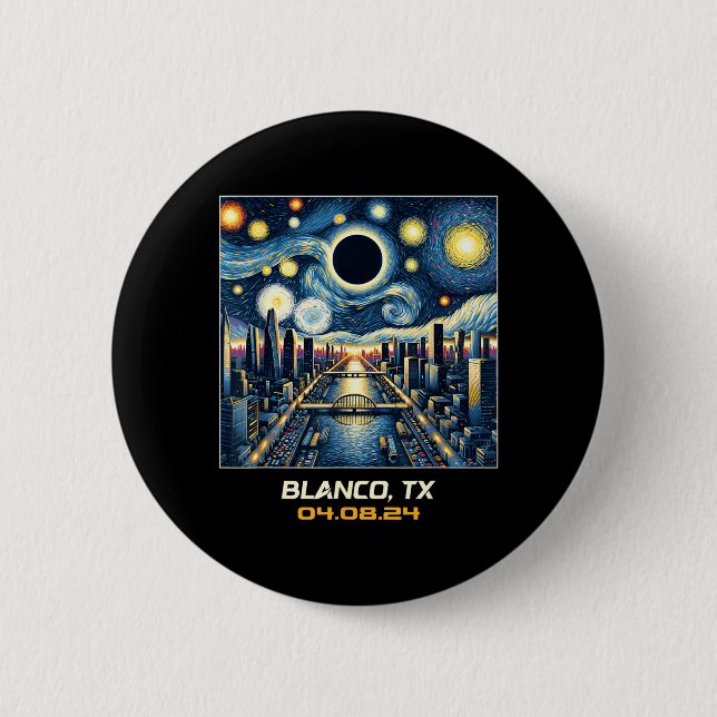 City View Total Solar Eclipse Blanco Texas Button (Front)