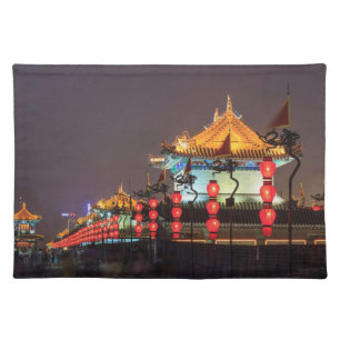 City Wall Building At Night Placemat