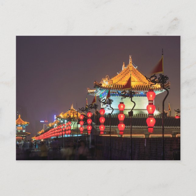 City Wall Building At Night Postcard (Front)