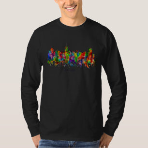 City Watercolor Skyline Home State Souvenir Fresno T-Shirt