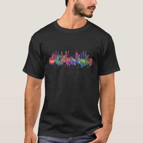 City Watercolor Skyline Home State Souvenir Kuala  T_Shirt