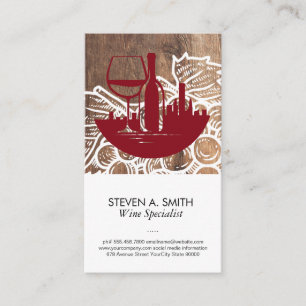 City Wine Glass Bottle   Wine Grapes Business Card