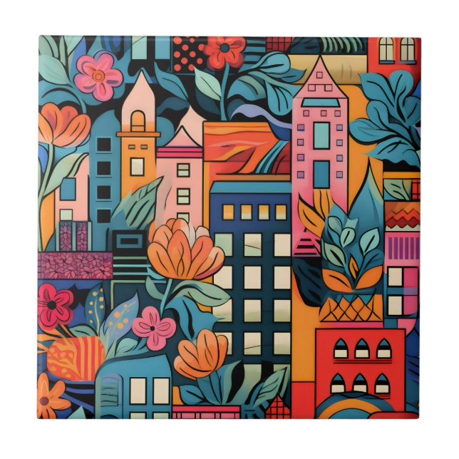 Cityscape Abstract Art Tile (Front)