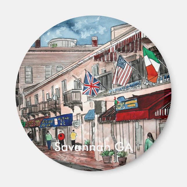 Cityscape architecture historical art, Savannah GA Magnet (Front)