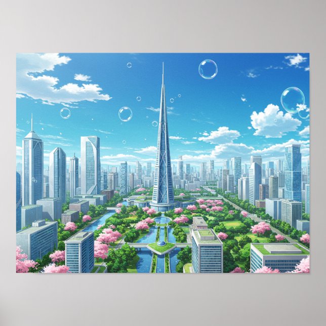 Cityscape Art Abstract Urban Architectural Design Poster (Front)