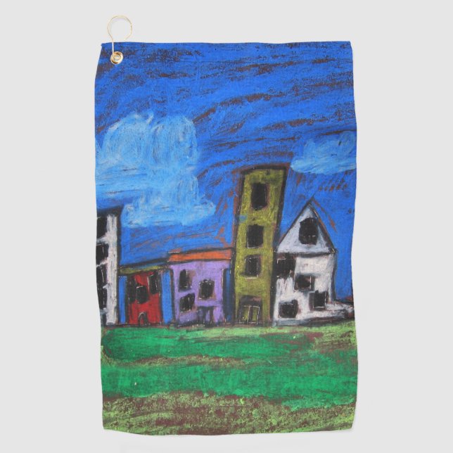 Cityscape Art by Kids Golf Towel (Front)