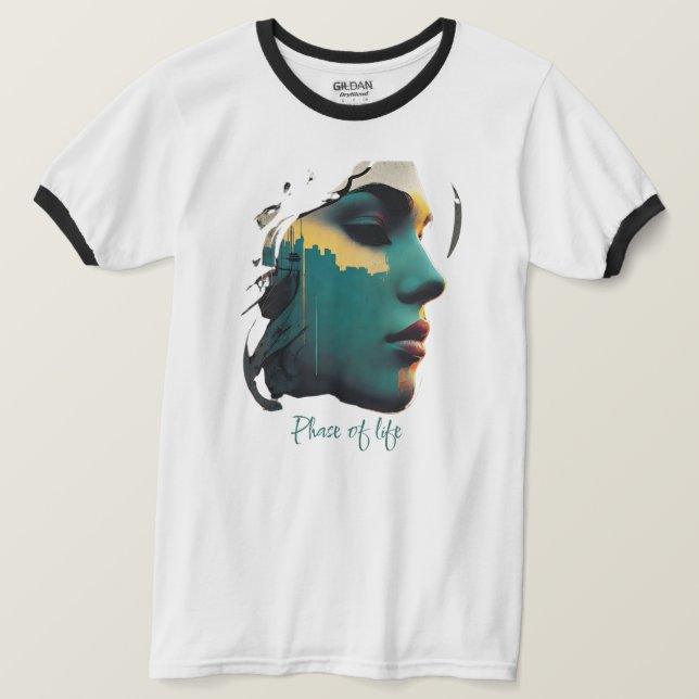 Cityscape Art Men's Ringer T-Shirt | Urban Style (Design Front)