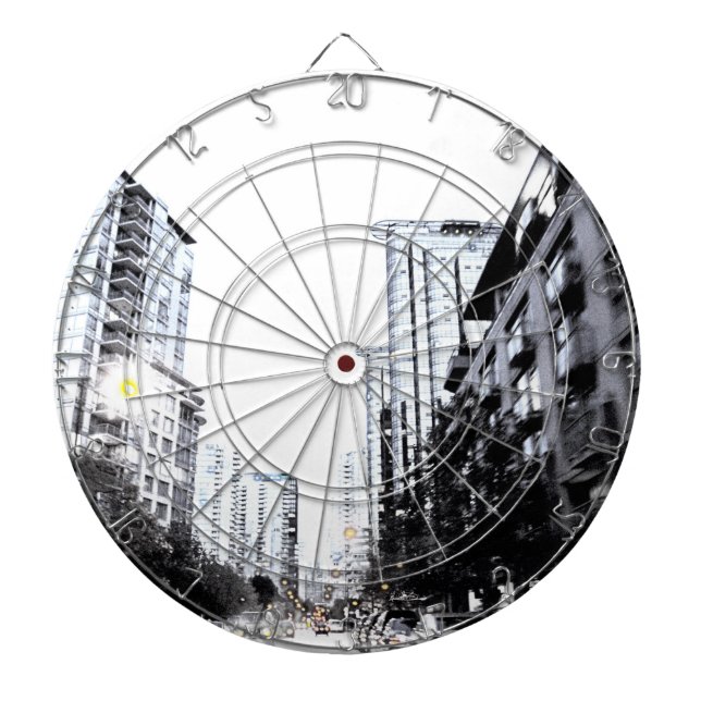 cityscape at night dartboard (Front)