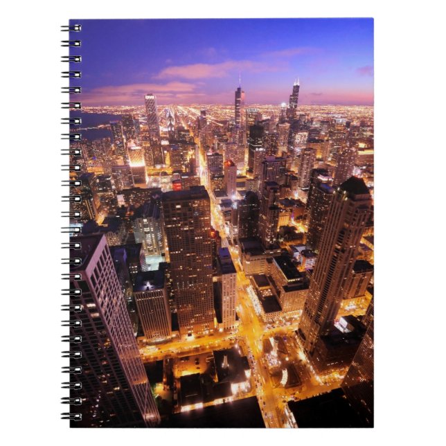 Cityscape at night of Chicago Notebook (Front)