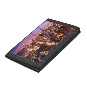 Cityscape at night of Chicago Trifold Wallet