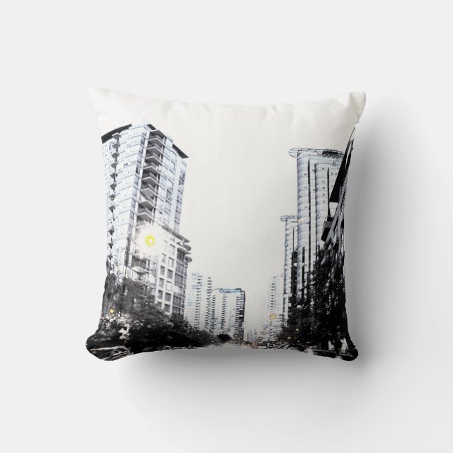 cityscape at night throw pillow (Front)