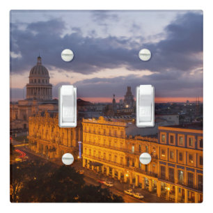 Cityscape at sunset, Havana, Cuba Light Switch Cover