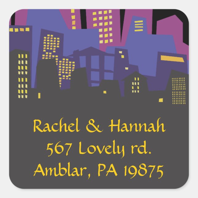CITYSCAPE Bar Bat Mitzvah Invitation Sticker Seal (Front)