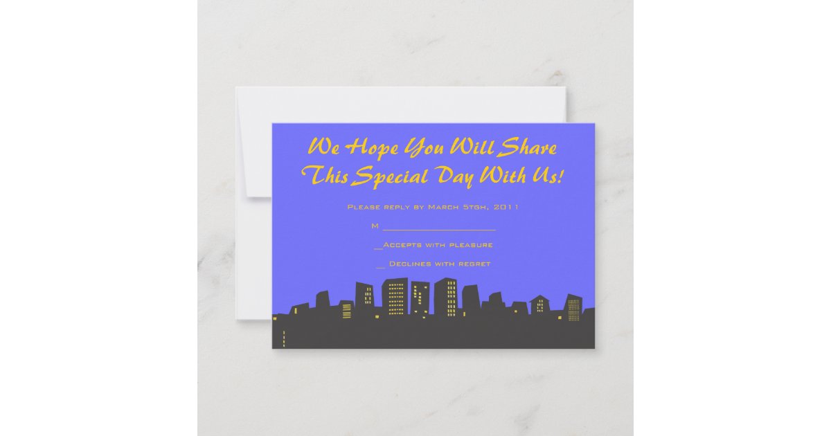 CITYSCAPE Birthday party Invitation reply card Zazzle