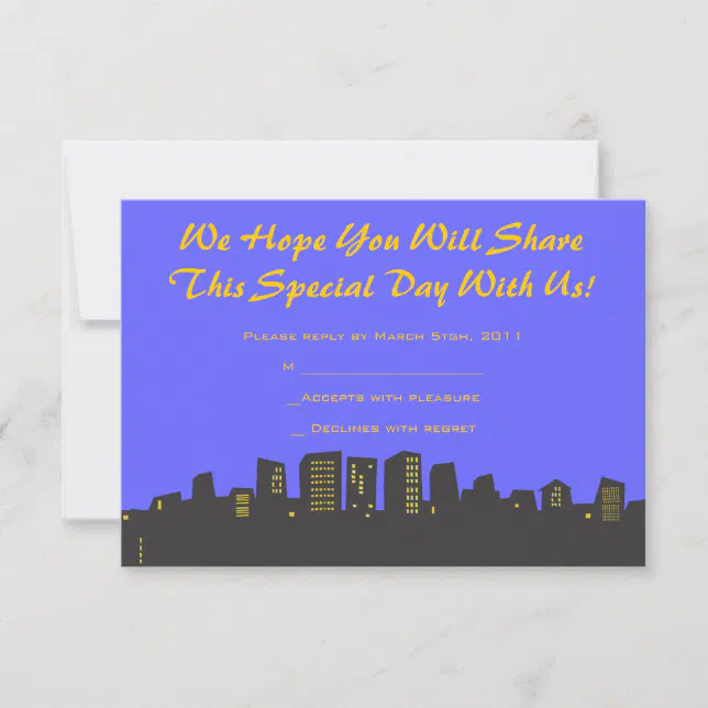 CITYSCAPE Birthday party Invitation reply card Zazzle