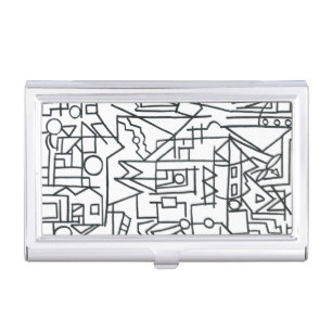 Cityscape-Black And White Abstract Geometric Business Card Case