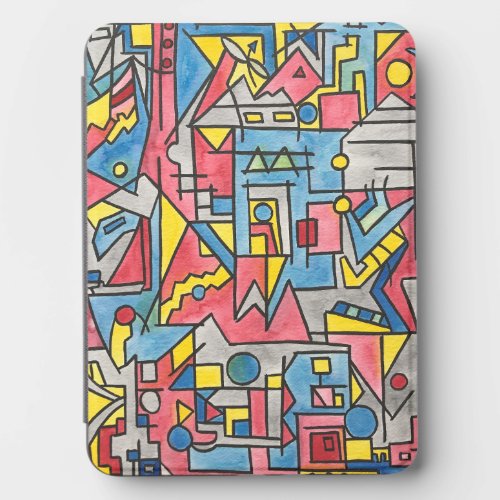 Cityscape-Blue Red Yellow Geometric Abstract Art Kindle Cover