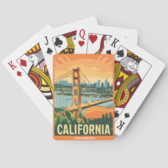 Cityscape California Eye-Catching Vector Design Poker Cards (Back)