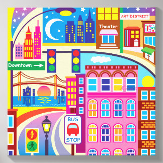 Cityscape Colors Canvas Photo Tile