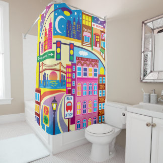 Cityscape Colors Shower Curtain
