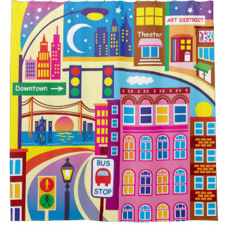 Cityscape Colors Shower Curtain