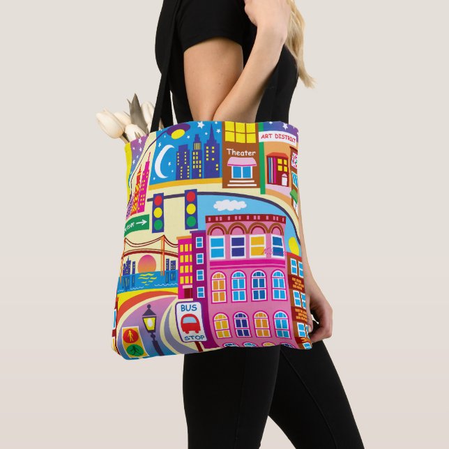 Cityscape Colors Tote Bag (Close Up)