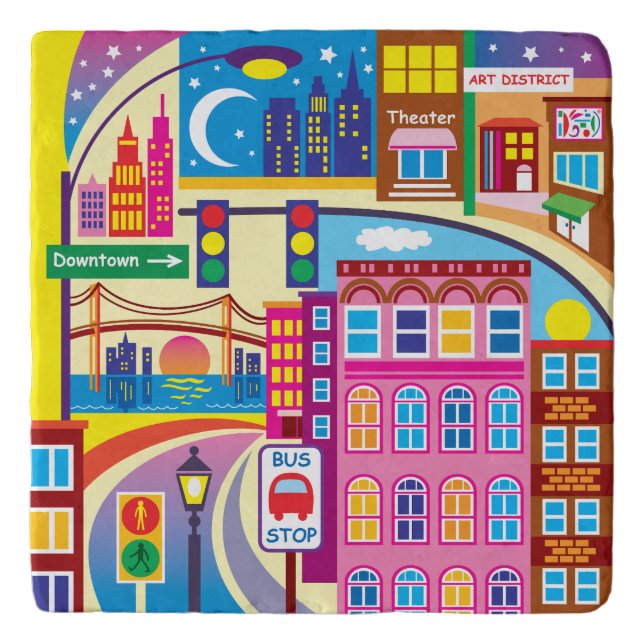 Cityscape Colors Trivet (Front)