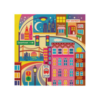Cityscape Colors Wood Wall Art