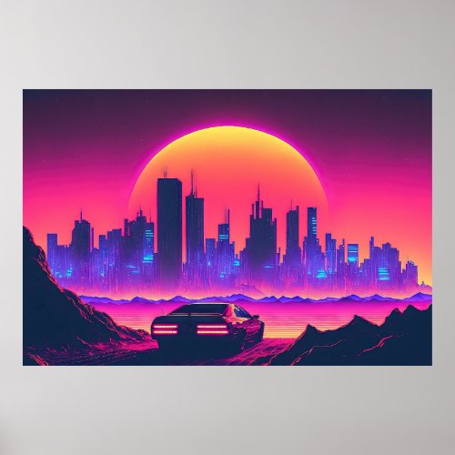 Cityscape Cruiser Chasing the Sunset Poster